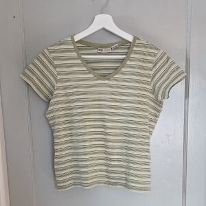 Vintage Faded Glory Striped V-Neck Tee Size L